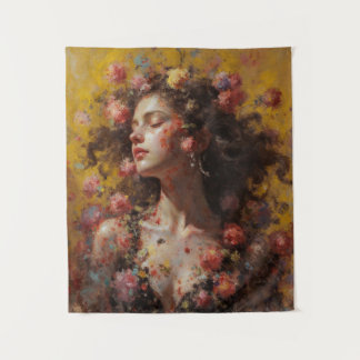 Tenture Dreamy Floral Goddess – Romantic Tapestry Wall Art