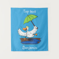 Drôle canard avec parapluie dessin animé