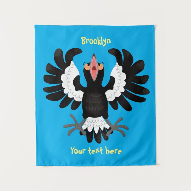 Tenture Drôle dessin animé de Magpie australienne (Devant)