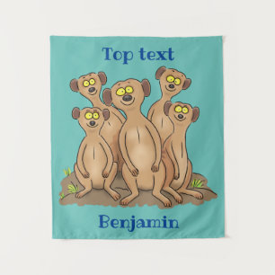 Tenture Drôle dessin de la famille meerkat