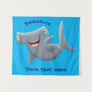 Tenture Drôle mignon requin marteau dessin animé