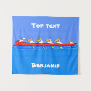 Tenture Drôle pélicans rameurs dessin animé