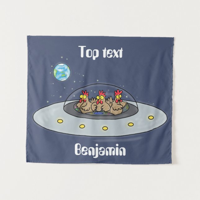 Tenture Drôle poule dans l'espace dessin animé (Devant (Horizontal))