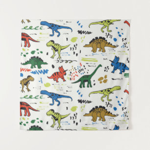 Tenture drôles de dinosaures motif couleur graphique