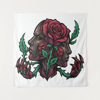Tenture Dualité de la Rose | Hannya japonaise gothique som