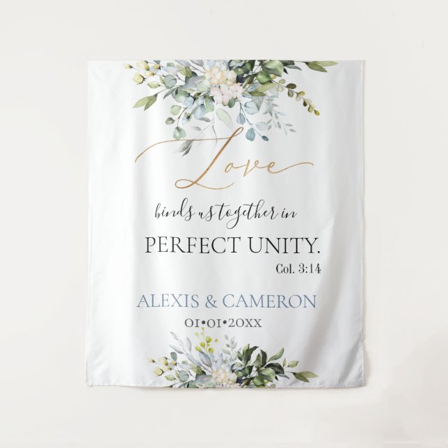 Tenture Dusty Blue Aquarelle Eucalyptus, Col. 3:14 (Devant)