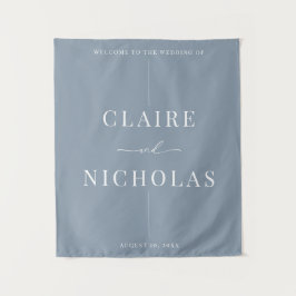 Tenture Dusty Blue Modern Elegant Wedding Welcome Sign