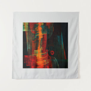 Tenture Eau Orange Rouge Bleu moderne Art Abstrait Motif