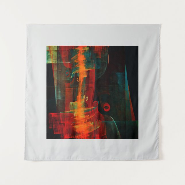 Tenture Eau Orange Rouge Bleu moderne Art Abstrait Motif (Devant)