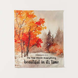 Tenture Ecclésiaste 3:11 Verse Bible Automne Aquarelle