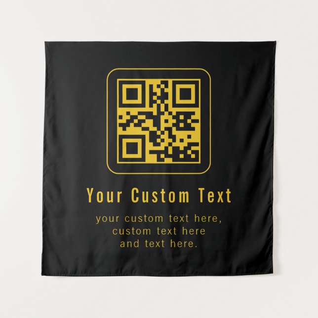 Tenture Editable QR Code & Text Template | Black & Gold (Devant)