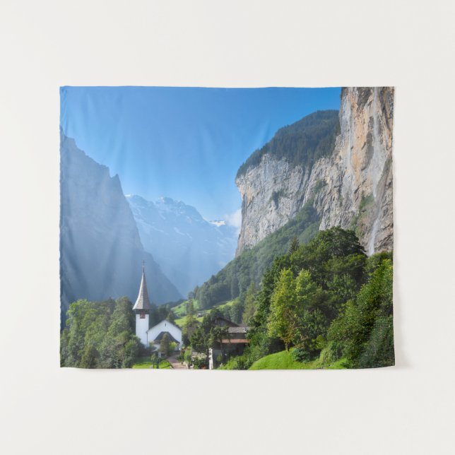 Tenture Eglise dans la vallée de Lauterbrunnen, Suisse (Devant (Horizontal))