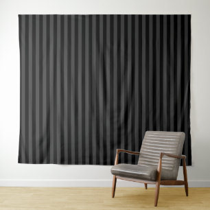 Tenture Elagnat Black & Smoky Black Vertical Stripes
