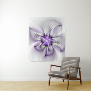Tenture Élégance florale Art Abstrait Violet Fractal moder