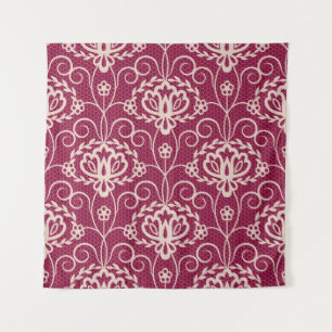 Tenture Élégance florale : motif de dentelle rouge