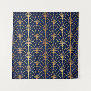 Tenture Elégance orientale : Motif de ventilateur d'or