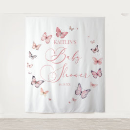 Tenture Élégant Baby shower à papillon rose doux
