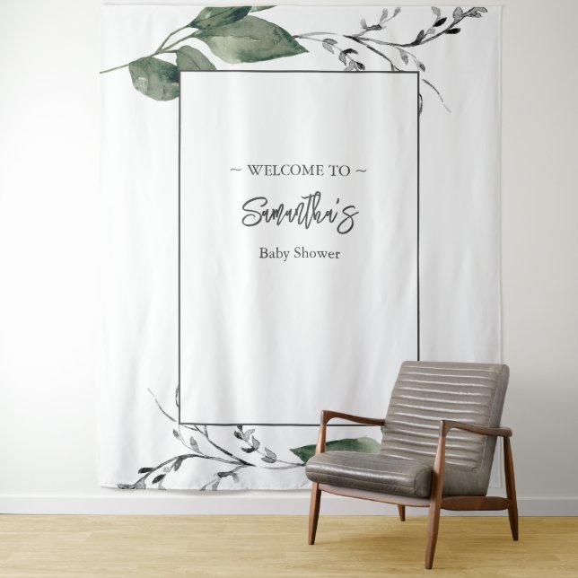 Tenture Elégant Baby shower Arrière-plan Verdure (En situation)