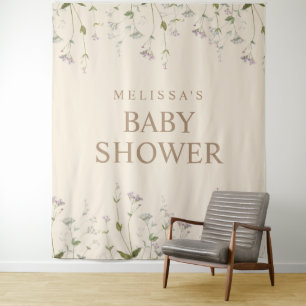 Tenture Elégant Baby shower Fleur sauvage Botanique Contex