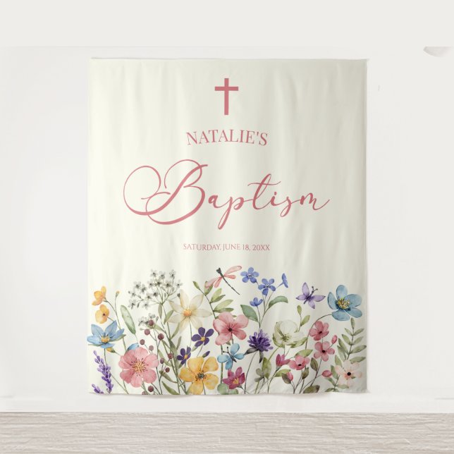 Tenture Élégant Baptême Floral Fleur sauvage (Devant)