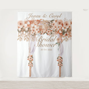 Tenture Elégant beige rose nuptiale douche fiancée fleurie