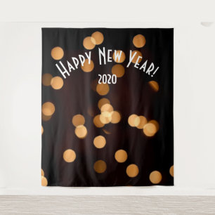 Tenture Elégant Black Gold New Years Photo Booth Backdrop 