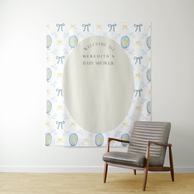 Tenture Elégant caoutchouc Ducky Ribbon Baby shower arrièr (En situation)