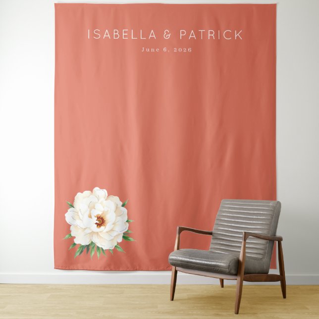 Tenture Elegant Coral Peony Floral (En situation)