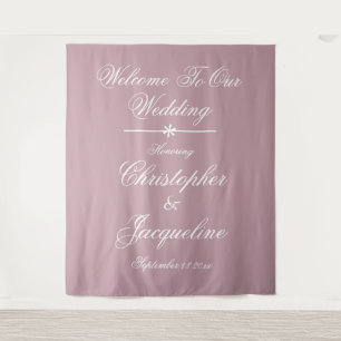 Tenture Élégant Écriture Blanche Mariage Dusty Pink Fête