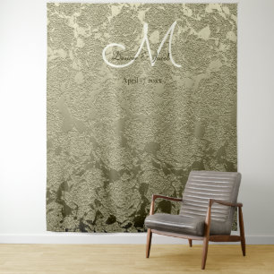 Tenture Élégant floral mariage vert sauge ivoire monogramm
