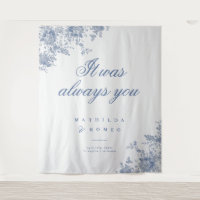 Élégant Français Vintage bleu Floral Jouy Mariage