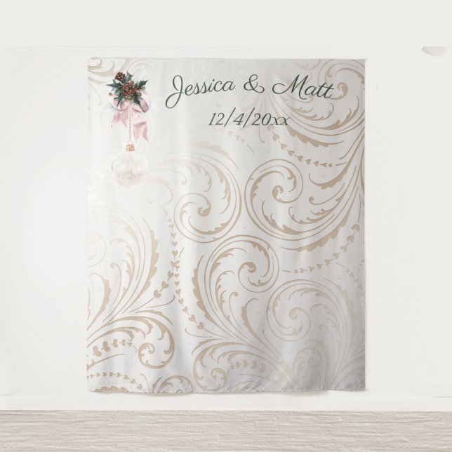 Tenture Elégant ivoire et or Mariage de Noël Contexte (Devant)