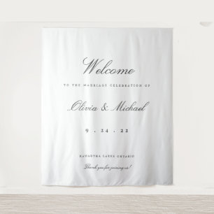 Tenture Elégant Mariage Bienvenue personnalisé fond de tap