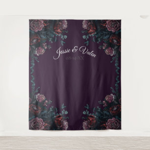 Tenture Élégant mariage floral violet foncé marron mauve