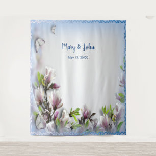 Tenture Elégant Mariage papillon floral violet fond