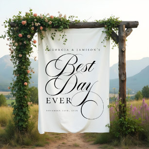 Tenture Élégant Mariage personnalisé "Best Day Ever"
