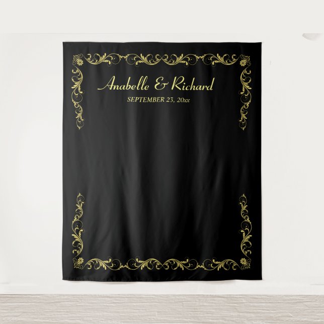 Tenture Elégant Mariage victorien Photo Booth Backdrop (Devant)