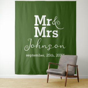 Tenture Elégant minimaliste Mariage vert de la Ferne arriè