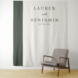 Tenture Élégant minimaliste vert et crème