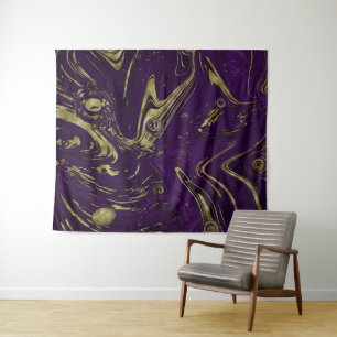 Tenture Elégant moderne violet & or marbre spirale