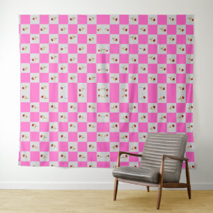 Tenture Élégant motif à carreaux rose et blanc avec motif