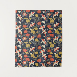 Tenture Élégant motif de carpes koï et lotus
