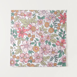 Tenture Elégant motif floral dans petite fleur dessinée à