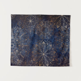 Tenture Elégant or et bleu foncé Motif de mandala