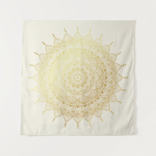 Tenture Elégant or sur Crème Floral Henna Mandala
