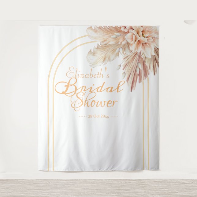 Tenture Élégant pampa floral shower de mariage (Devant)