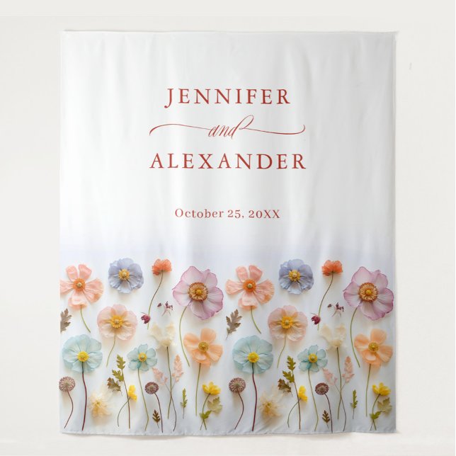 Tenture Élégant Pastel Pink Boho Fleur sauvage Mariage (Créateur téléchargé)