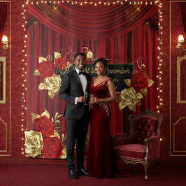 Tenture Elegant Red & Gold Floral Engagement Backdrop 