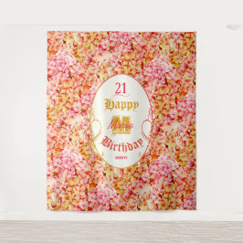 Tenture Élégant rose floral Joyeux 21e anniversaire Contex