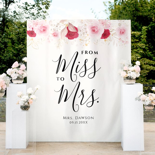 Tenture Elégant rose & or Fête des mariées florale fond (Créateur téléchargé)